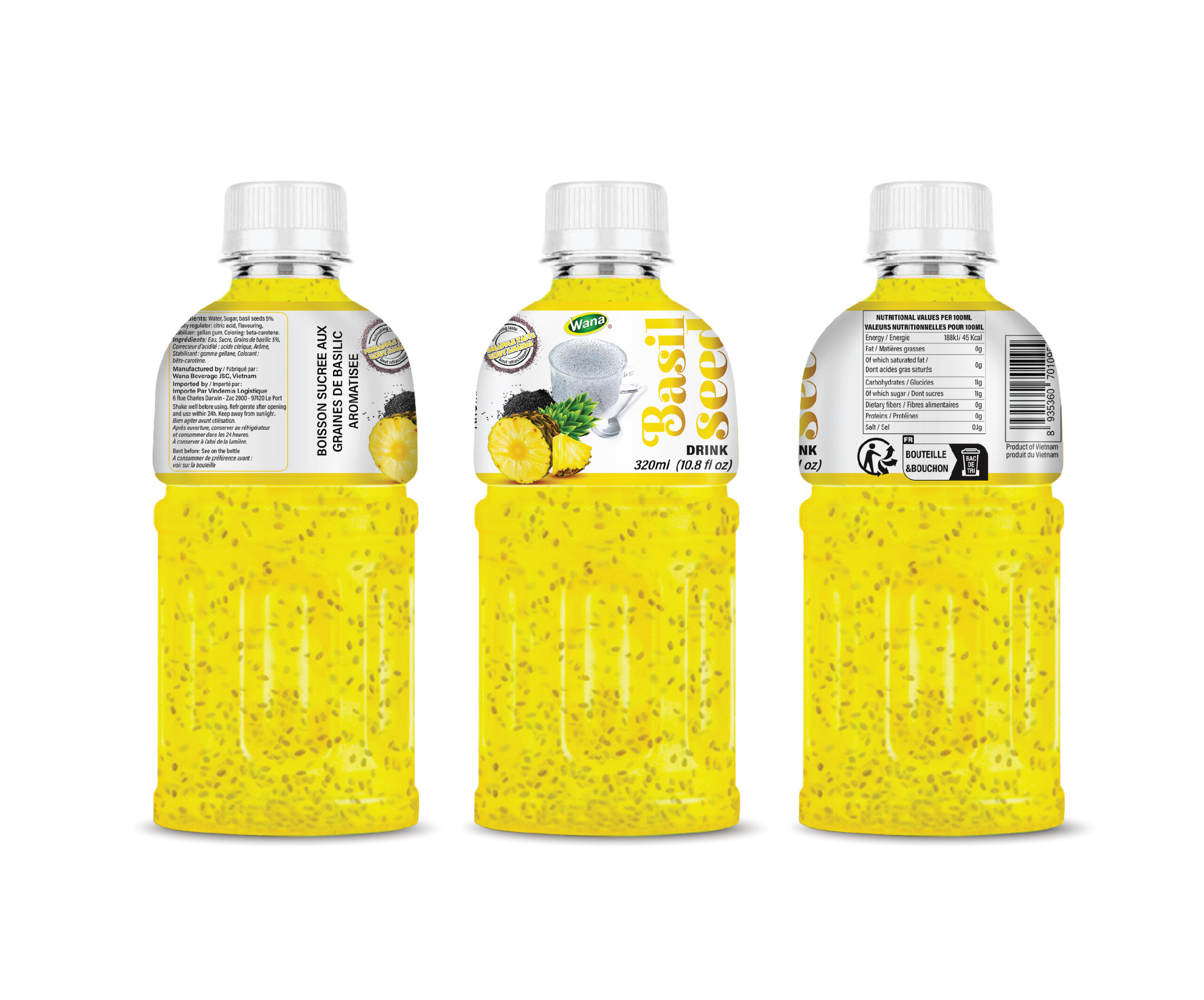 Basil seed drink with Pineapple flavor